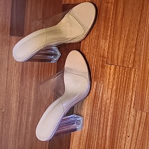 Women clear block heels